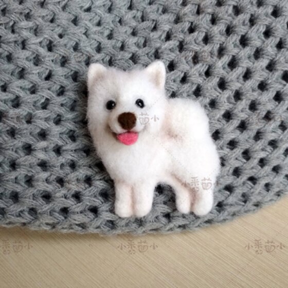 Samoye niż niedźwiedź zwierzę domowe pies broszka buldog francuski zestaw robić haftu na kanwie z włóczką filc wełniany filcowanie igłą ozdobne statki rękodzieło DIY: B