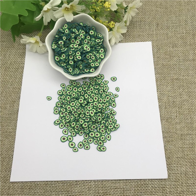 Aguacate de resina para uñas, 20g, 5mm, accesorios de arcilla polimérica para manualidades, álbum de recortes, lentejuelas, batidos de papel