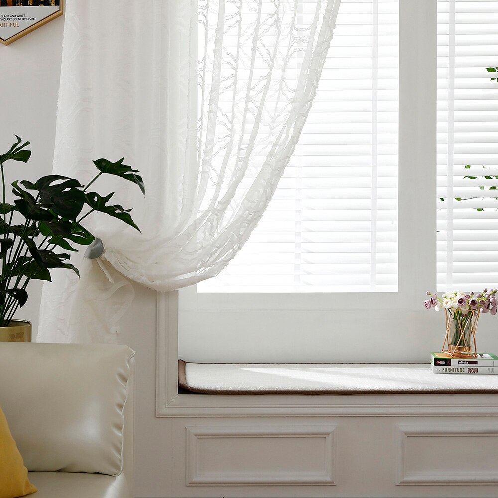 nuovo Tulle Tende per il Salone Bianco puro voilà Tenda Della Finestra con Anello superiore Tenda di trasporto di Tulle per la Cucina 2 Pannello
