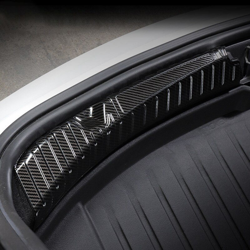 Carbon Fiber Rear Trunk Bumper Protector Guard Rvs Trunk Inner Cover Trim Voor Tesla Model 3