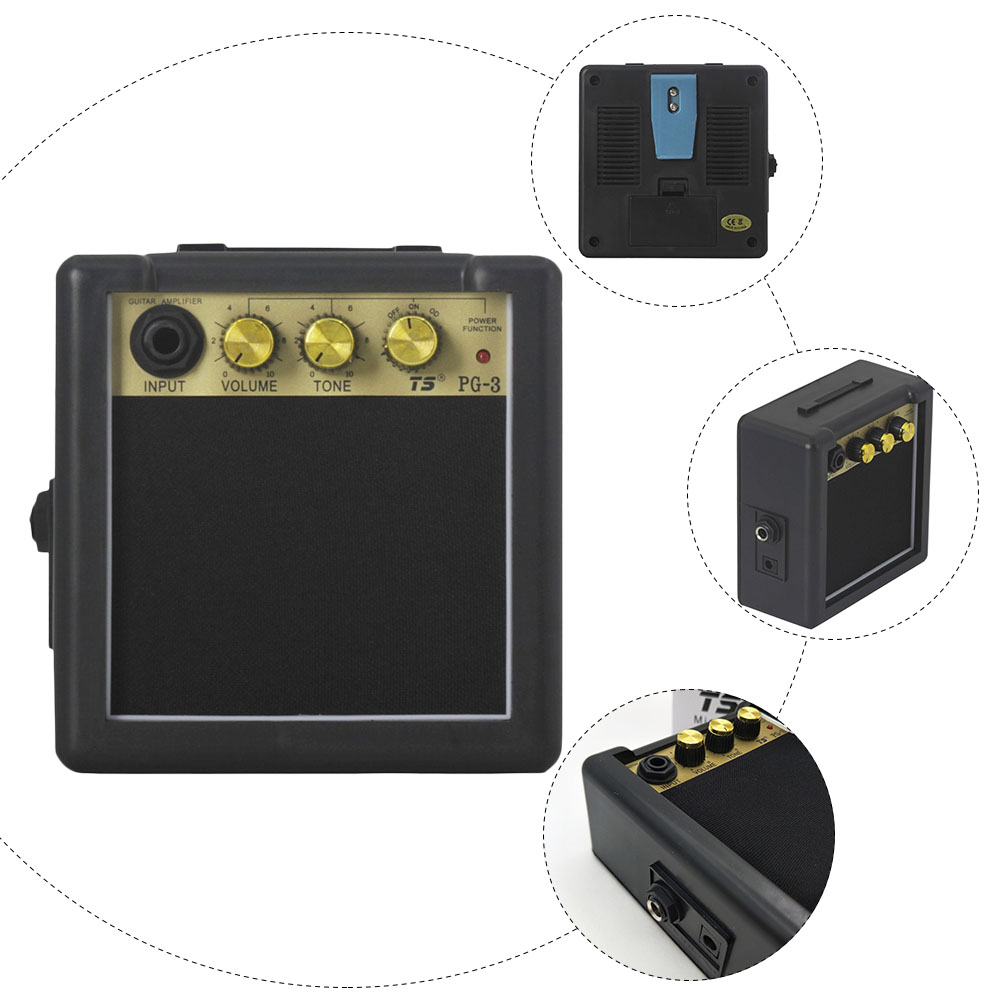 Durable Mini Guitar Amplifier Amp Speaker Guitar Loudspeaker Input Earphone Output Overdrive Effect DC Battery Guitar Accessory
