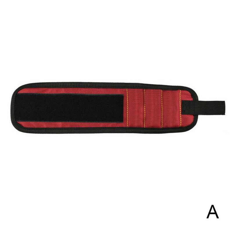 Polyester Magnetic Wristband Strong Magnets Portable Tool Holder Bag Screws Electrician Belt Drill Tool Bag Repair L0G5: Red 6 magnetic