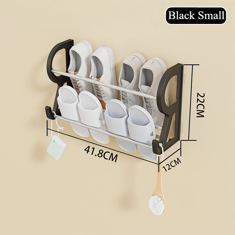 Boven de deur Schoenenrek Stickable Shoe Organizer Wandmontage Geen ponsen vereist Slipper Rack Badkamer Multifunctionele plank: Licht Geel