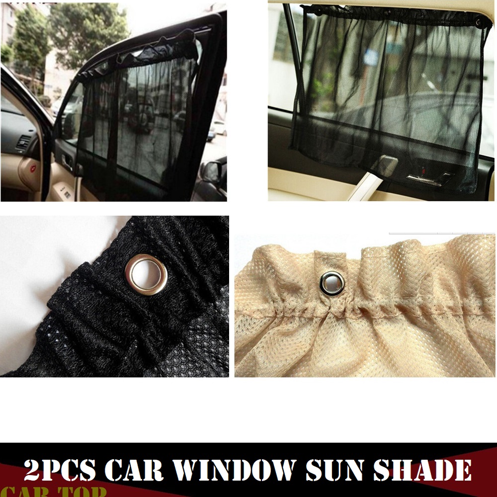 2 STUKS Gordijnen Voor Auto Opvouwbare Car Window Zonnescherm Auto Side Window Zonnescherm Mesh Gordijn Voorruit Blind Auto Gordijn