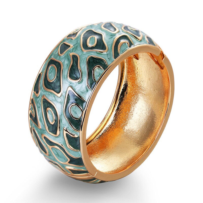 New Bohemia gocciolante bracciale in lega di olio multicolore largo esagerato braccialetto gioielli di moda: Green