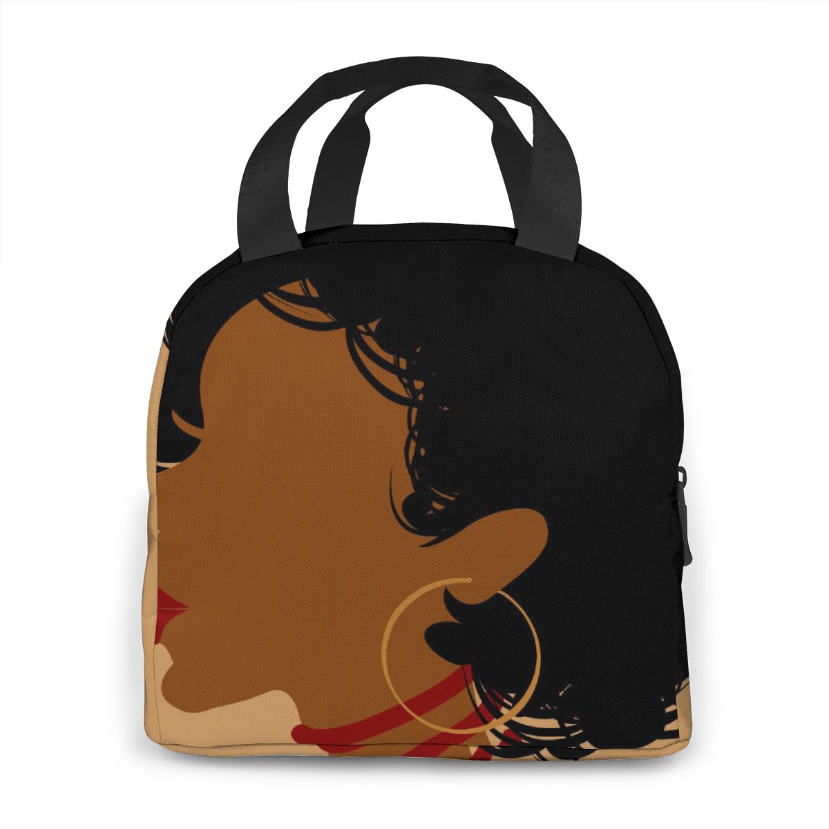 Afrikaanse Vrouw Lunch Tas Draagbare Geïsoleerde Thermische Cooler Bento Lunchbox Tote Picknick Opbergtas Pouch