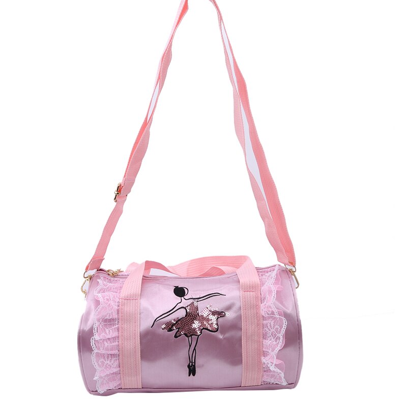 Broderi gymnastiktaske pink kvinder balletdans muleposer stor kapacitet skuldertaske piger latinske dansetasker