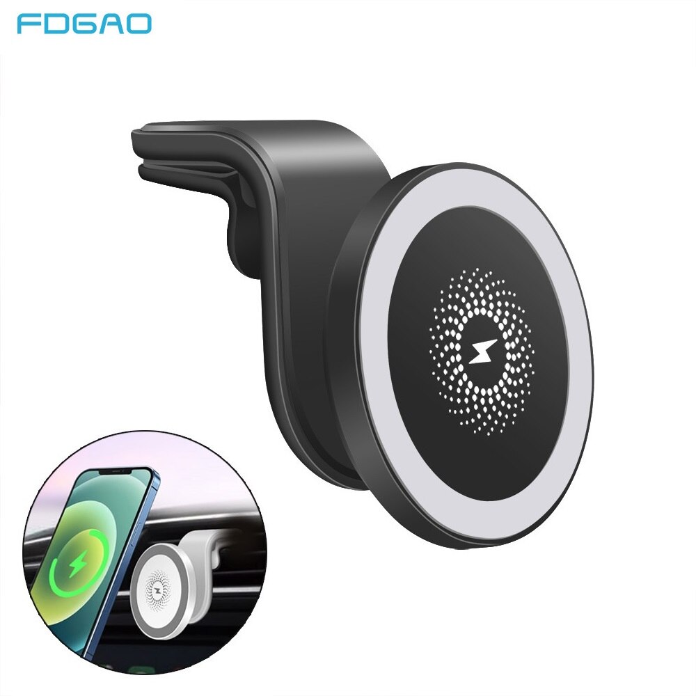 FDGAO supporto magnetico per caricabatterie per auto senza fili per iPhone 12 Mini 12 Pro Max 15W supporto per telefono per auto con magnete per caricabatterie Wireless veloce