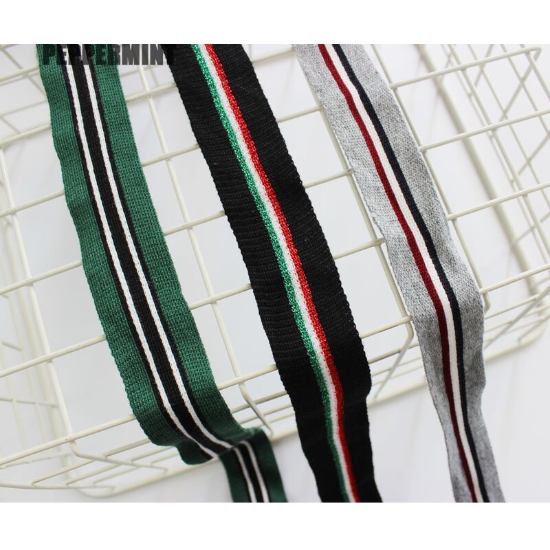 1 meter gestreepte tape, katoenen breiband, sportbroek, stoffen band, rekbare kant, linten, doe-het-zelf kleding, accessoires