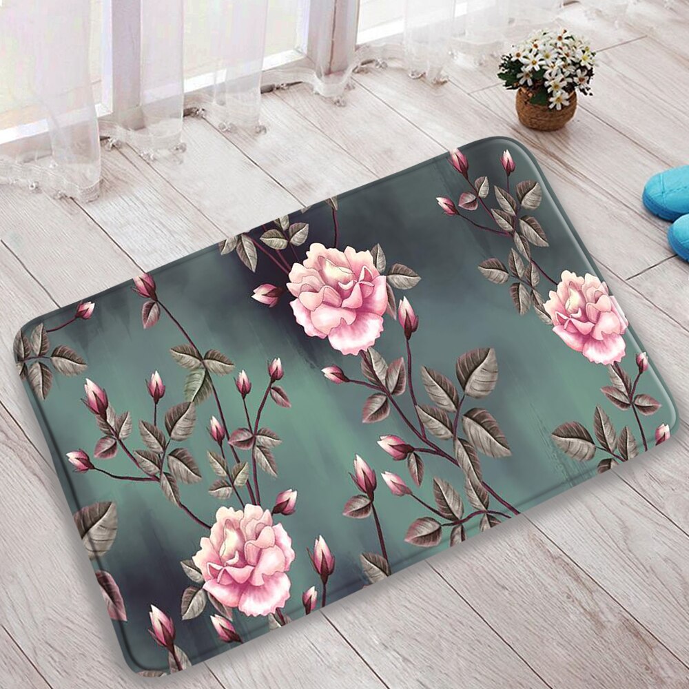 3Pcs Set Chinese Style Red Plum Fish Bamboo Printing Bath Mat Bedroom Kitchen Non-Slip Carpet Toilet Cover Rug Shower Room Decor: DD-60977J / 40x60cm-15.7x23.6in