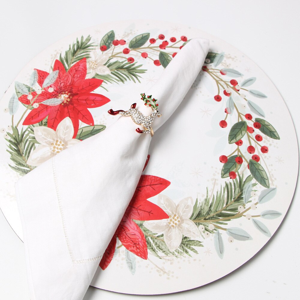 High-end Christmas Tree Napkin Ring Bow Flower Wreath Mouth Ring Hotel Sample Room Set Table Christmas Napkin Buckle