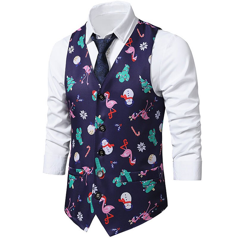 3D Flamingo Xmas Print Suit Vest Men Merry Christm...  Grandado