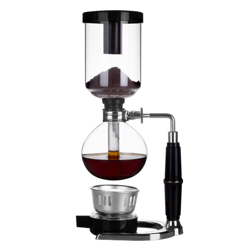 3/5Cups Siphon Coffee Maker Home Vacuum Glass Manual Siphon Coffe Pot with Alcohol Burner Tabletop Syphon Tea Pot Coffee Brewer: 5 cups