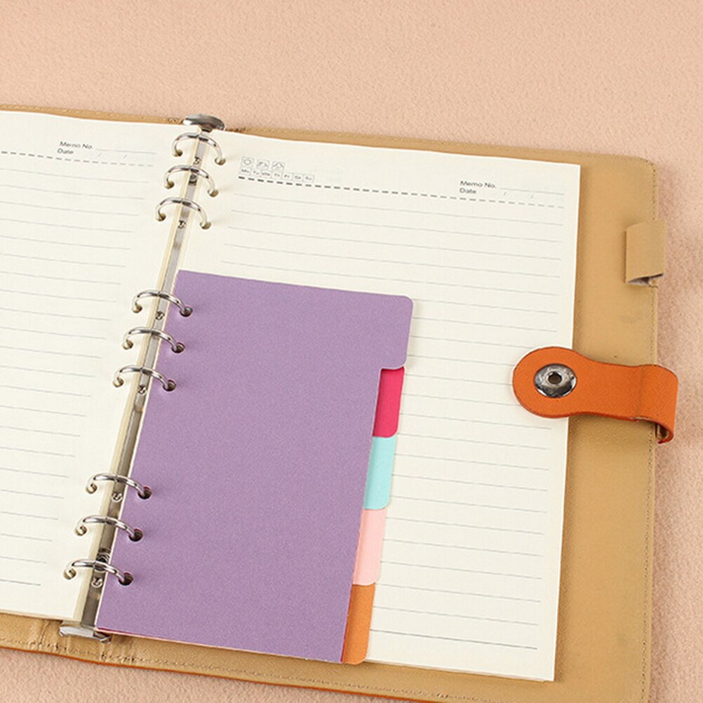 5 Sheets Binder Index Dividers A5 A6 Inner Page Organizer Notebook Index Paper Separator Divider Pages Matching Filofax