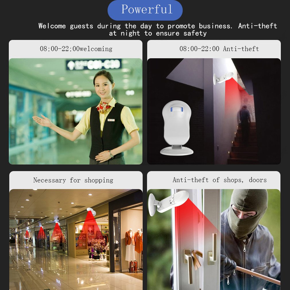 Draadloze Deurbel Winkel Winkel Welkom Motion Sensor Infrarood Detector Inductie Alarm Deurbel Deurbel