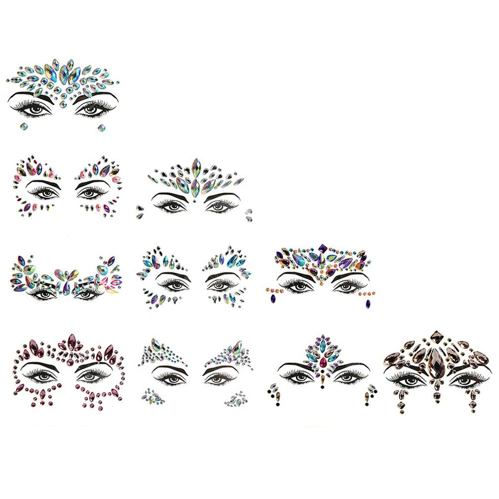 Maskerade ansikt klistremerke diamant akryl harpiks diamant ansikt klistremerke rhinestone ansikt klistremerke krystall diamant