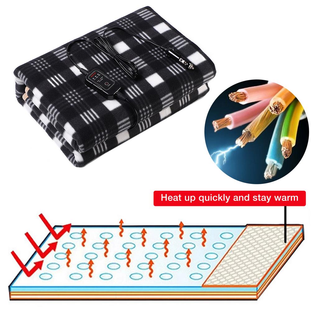 Couverture chauffante intelligente 12v, pour lit de voiture, intérieur d'automobile, couverture chauffante électrique pour les voyages d'hiver, Camping-Car, urgence
