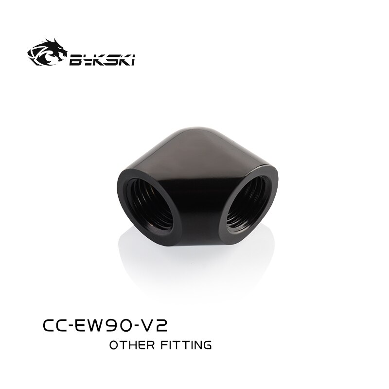 Bykski 90 Degree Dual Female Elbow Fitting Connector Joint CC-EW90-V2: Black
