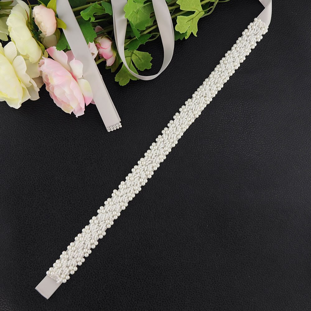Wedding Sash Strass Zijden Lint Bruiloft Bruids Riem Crystal Sash Art Deco Strass Riem Wedding Sash Belt Bridal Gown: Gray
