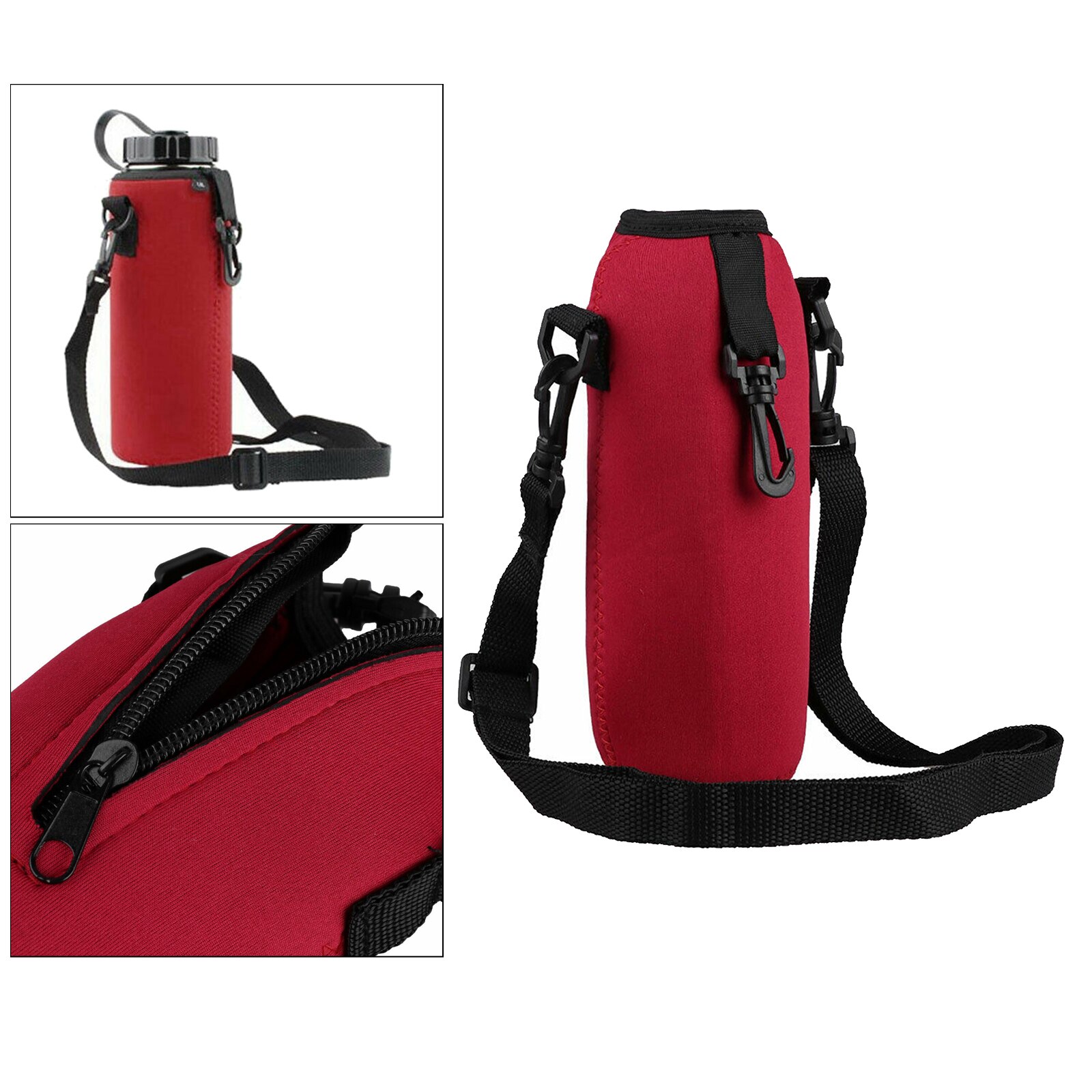 750ml Neoprene Water Bottle Carrier, Insulated Water Bottle Holder Bag Case: Red