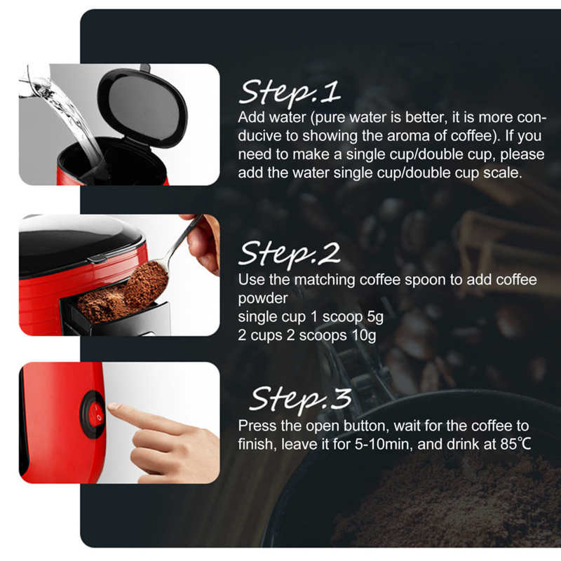 0.25L Coffee Maker Full Automatic Coffee Machine American Double Cup Drip Coffee Maker Tea Making Portable Coffee Maker