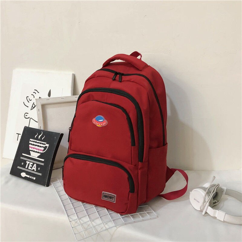 Teen skoletaske pige rygsække kvinder stor kapacitet nylon sort college bogtaske studerende gymnasietaske kvindelige taske pack stor