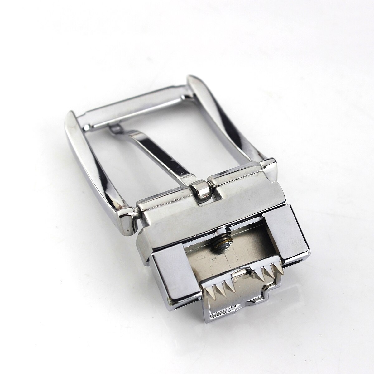 1pcs 35mm Metal Chrome Men Belt Buckle High Clip Buckle Rotatable Bottom Single Pin Half Buckle Leather Craft Belt