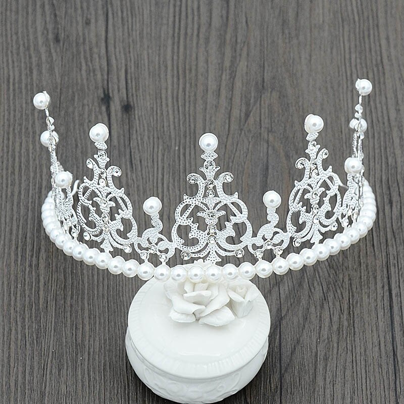 Di cristallo del Diadema Corona Torta di compleanno corona Bambini Del Bambino Prom Copricapo Capelli Ornamenti Dei Capelli Del Partito Dei Monili Accessori: Silver Tiara 01