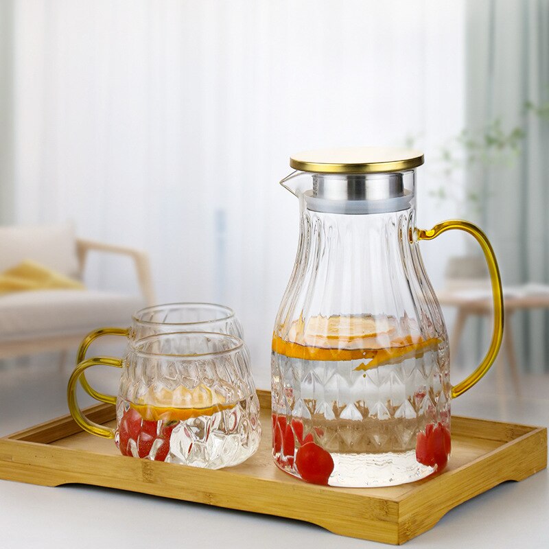 1.7L Heat resistant glass cold water pot cold water pots large capacity boiling cup thickened juice bottle drink dispenser