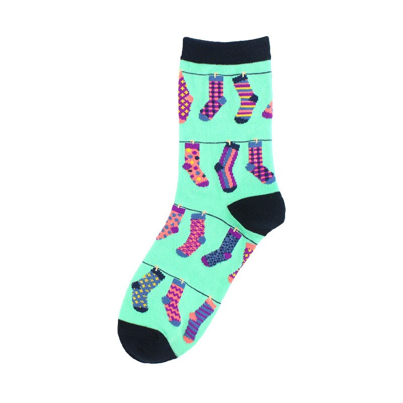 Harajuku Happy Socks para mujer divertidos dibujos animados Rana perro Concha ballena mariposa patrón transpirable calcetines de algodón para mujer