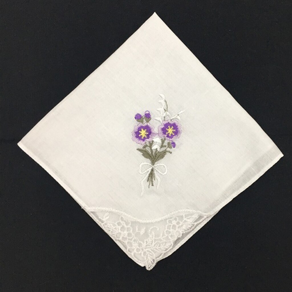 12Stck 100% Baumwolle Blumen- drucken SchöNe Taschentücher Damen Mädchen Waschbar Tasche Party DIY Spitze Taschentuch Tücher Handtuch