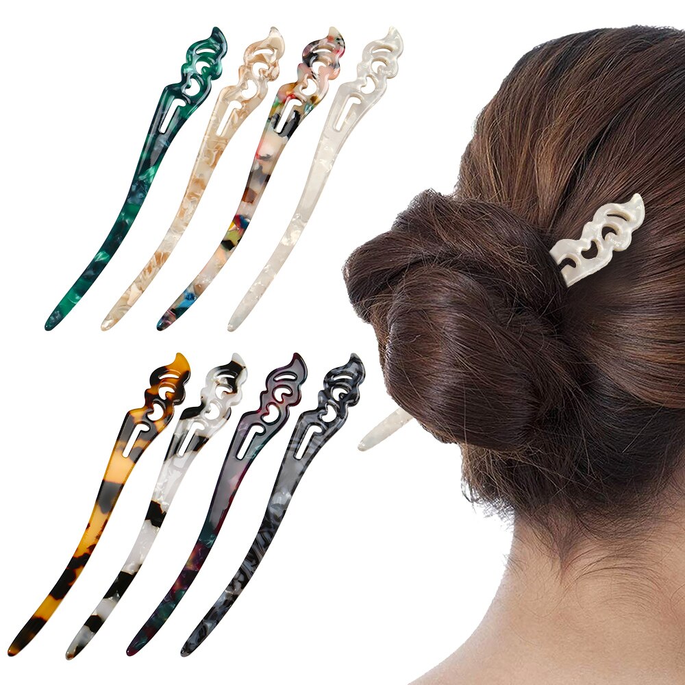 1PC Hair Sticks Retro Simplicity Acetate Hair Pin Women Girls Hair Clip Hair Styling Tools Hair Accessories