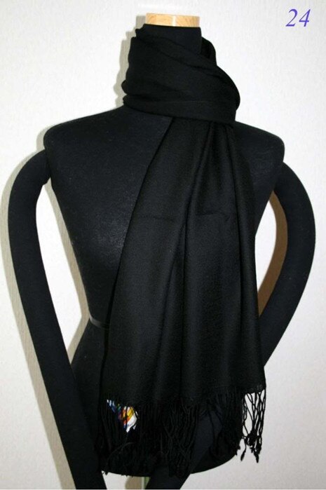 black Chinese dames Zijde Pashmina Shawl Sjaal Wrap Sjaals WS008-S: Black