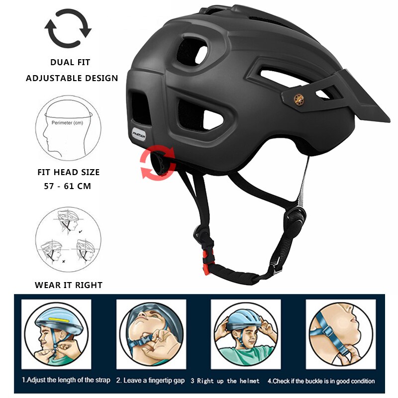 PHMAX TRAIL XC MTB Bicycle Helmet Cycling Helmet In-mold Road Bike Helmet Men Women Mountain Bicycle Helmets Safety Cap