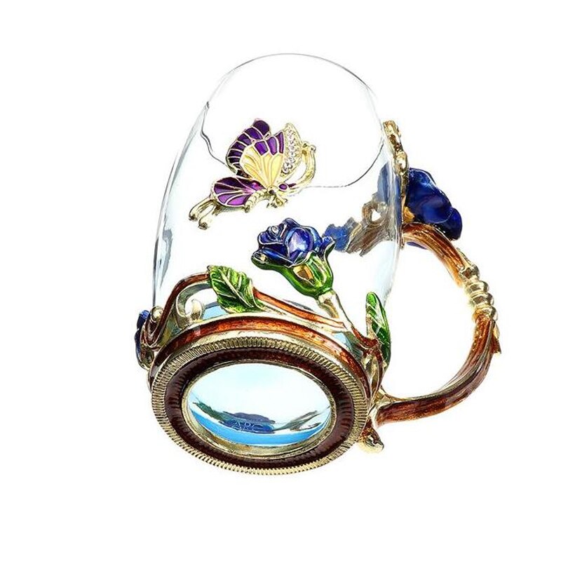 Skönhet och nyhet emalj kaffekopp mugg blomma te glas koppar för och kalla drycker te kopp sked set perfekt bröllop  b2