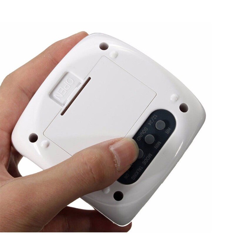 ZGXTM LCD Projection LED Display Time Digital Alarm Clock Talking Voice Prompt Thermometer Snooze Function Desk