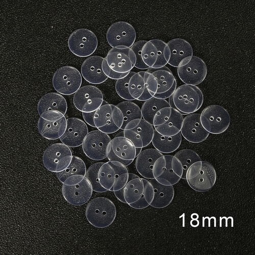 9-25mm plastic Resin Sewing Buttons Scrapbooking Round Lucency Two Holes Botones Bottoni Botoes Transparent Clear accessories: 18mm 50pcs