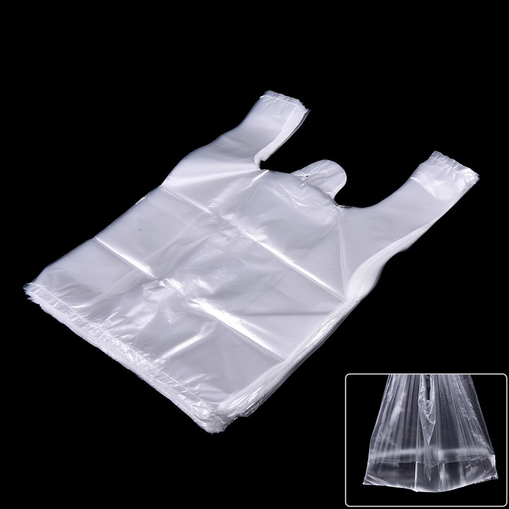 50 stks/partij 26*37cm Supermarkt Plastic Zakken Met Handvat Voedsel Verpakking transparante Zakken Boodschappentas