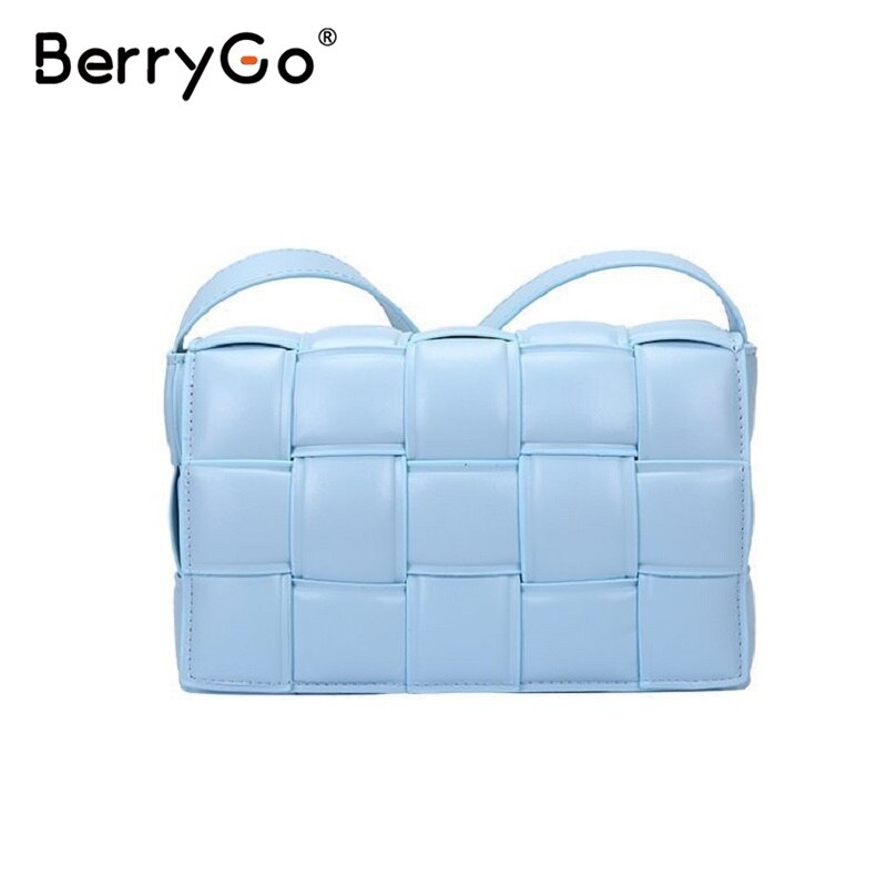 Berrygo casual damevesker 5 farger fresh daily skulderveske street style skinn dameveske gitterveske: Himmelblå