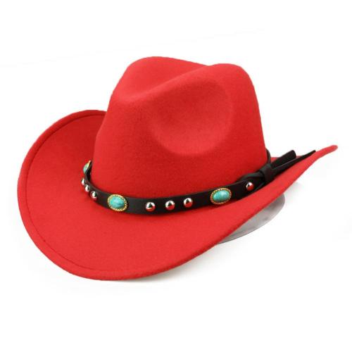Rivet Roll Up Wide Brim Western Cowboy Cowgirl Hat Sombrero Jazz Cap: Red