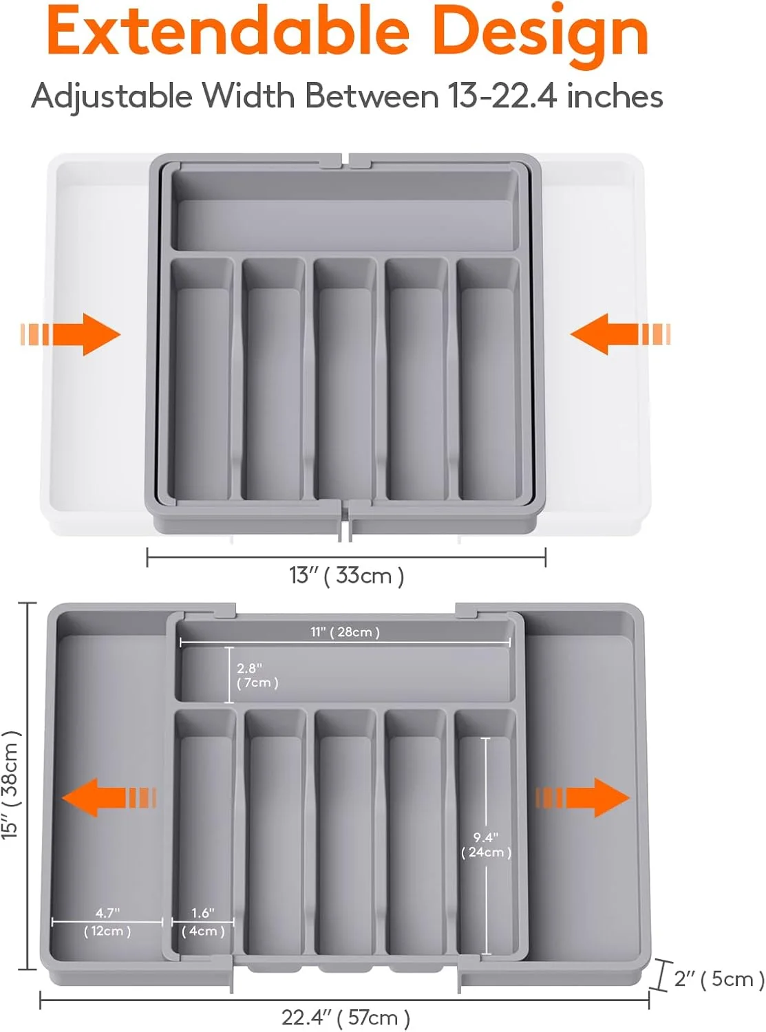 Organizador de utensilios expandible para cajones de cocina, organizador de cajones de cubiertos grande, divisor, bandeja de utensilios de cocina ajustable: green