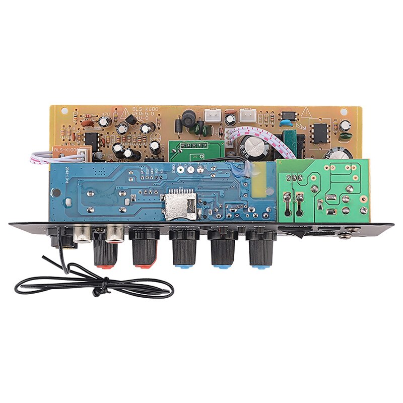 Subwoofer Digital Bluetooth Amplifier Board Dual Microphone Karaoke Amplifier Reverb 220V for 8-12 Inch Speaker US Plug