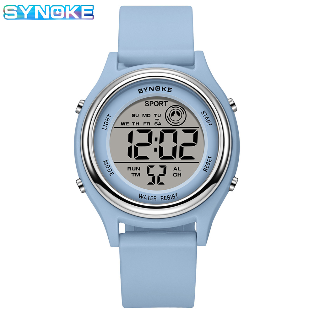 SYNOKE Kleurrijke kinderen zeven lichten horloges sport studenten digitaal horloge voor kinderen waterdicht elektronisch horloge schokbestendig: Blauw