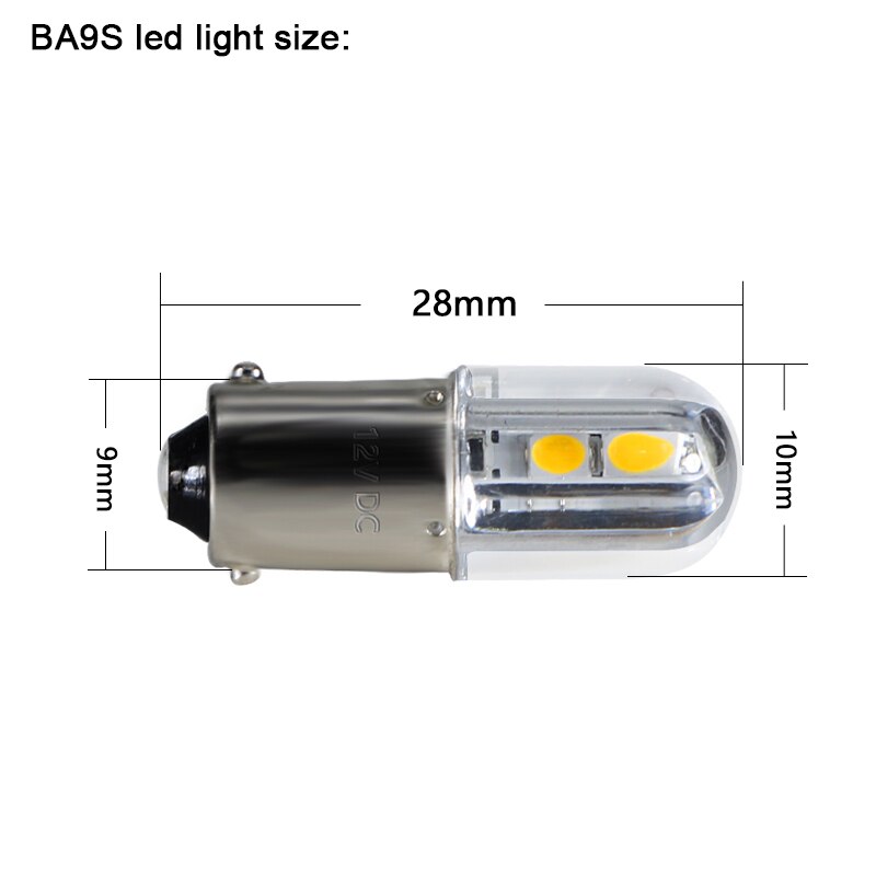 BA9S T4W luz Interior del coche 6v 12v 24v 36v 48v 220v marcador lateral automático bombilla de lectura trasera de respaldo lámpara de matrícula de puerta de camión 12 V