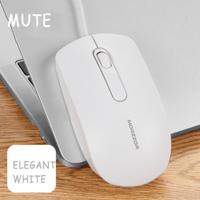 Kablet mus gaming ergonomisk stille mus usb kontormus for datamaskin bærbar pc  pc 3- knapper 1200 dpi kabel: 5 hvite mute