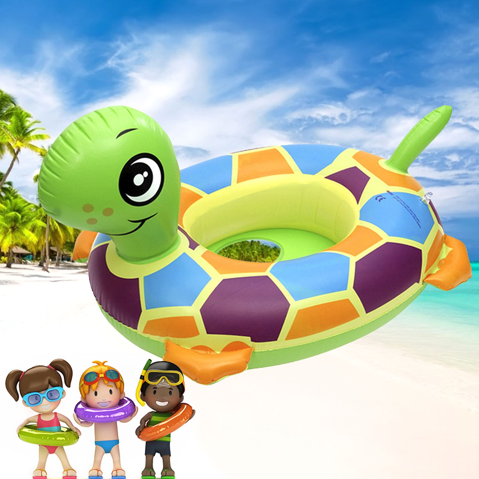 Anneau de piscine gonflable pour bébés et enfants, siège flottant, motif tortue, dessin animé, pour baignoire