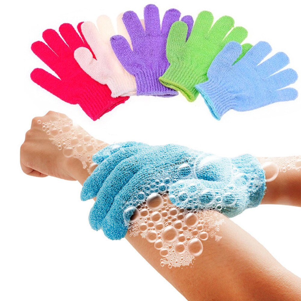 5Pcs Shower Gloves Massage Cleaning Brush Scrubber Polyester Exfoliating Wash Skin Spa Bath Gly Massage Cleaning Loofah Scrubber: Default Title