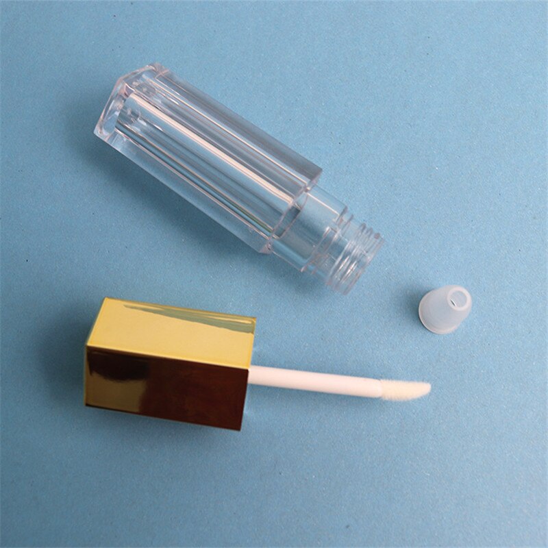 Gør-det-selv lipgloss flaskerør femkantet læbeglaseret rør high-end gør-det-selv-læbestift tom rør manuel gør-det-selv læbeolieflaske kompakt gør-det-selv: Guld