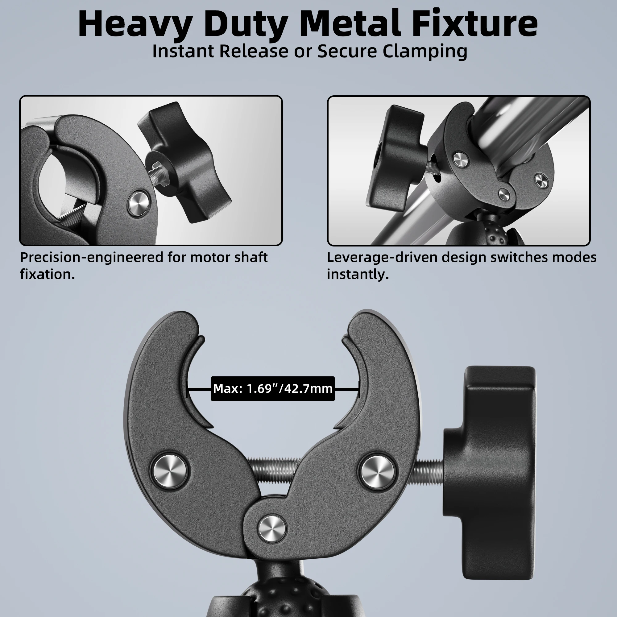 Trolling Motor Support Stabilizer Mount Tough Claw Aluminum Alloy 1" Ball Heavy Duty Trolling Motor Stabilizer Mount Clamp