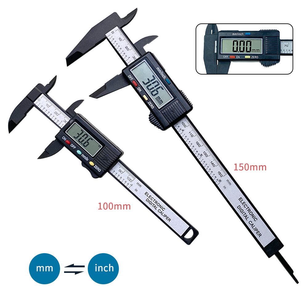 100mm 150mm elektronické digitálne posuvné meradlo 6 palcové uhlíkové vlákno posuvné meradlo mikrometer merací nástroj digitálne pravítko